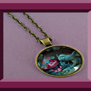 Trolls Inspired Design Necklace Antique Style